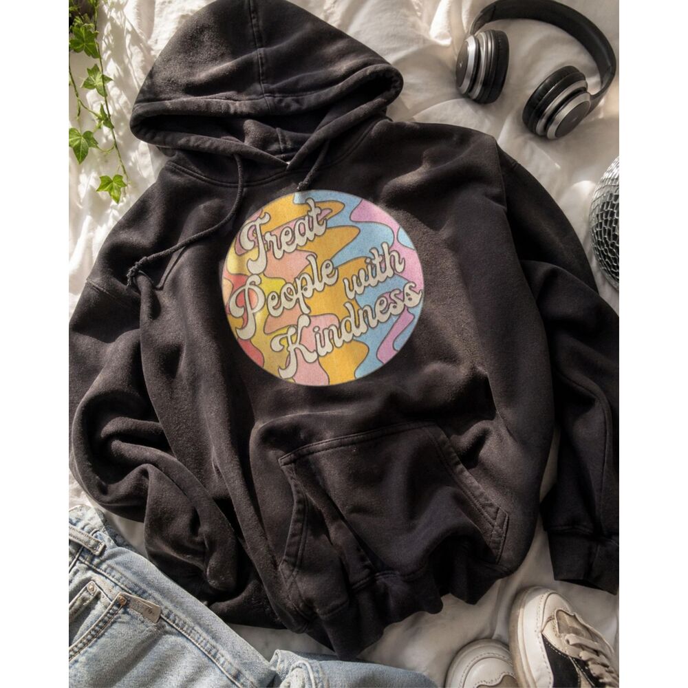 Y2K Graphic Hoodie Pastel Retro Grunge Cozy Pullover Medium Streetwear